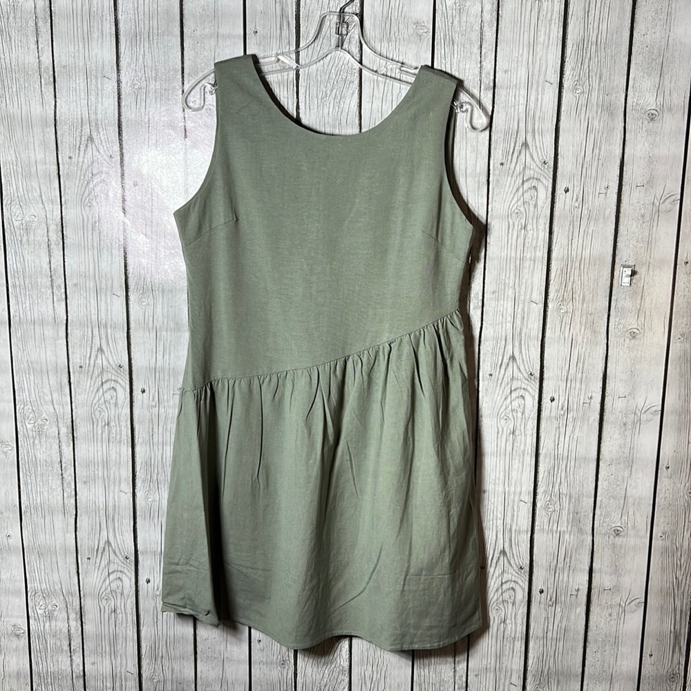 Hope horizon linen blend sage green sleeveless dress size small